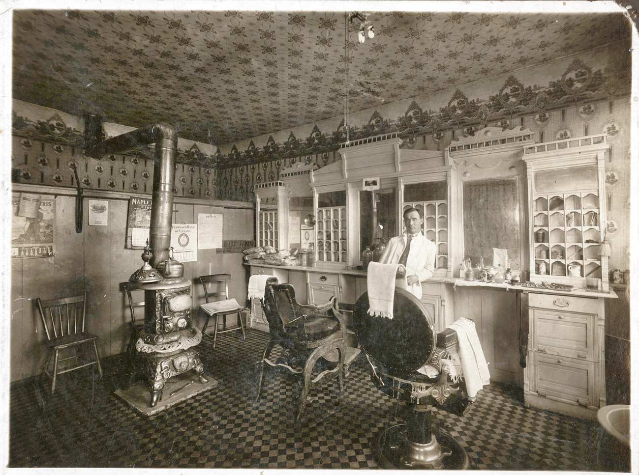 1913 April barber shop and post office
